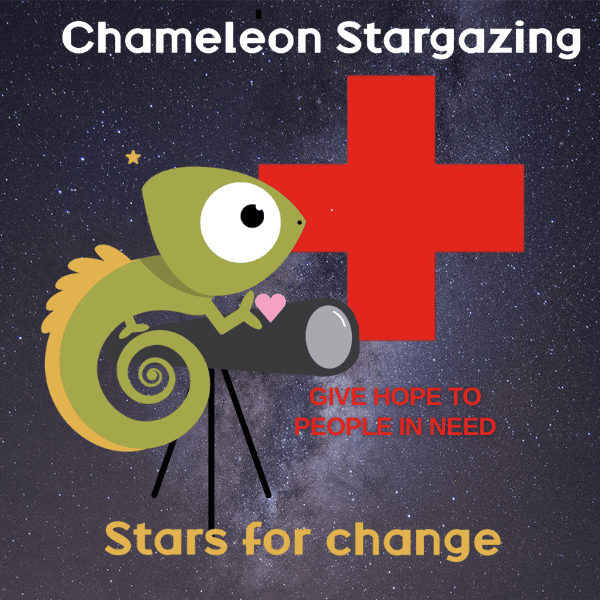 Chameleon stargazing Stars for change Red cross