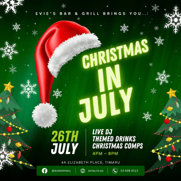 Christmas in July Evie’s bar