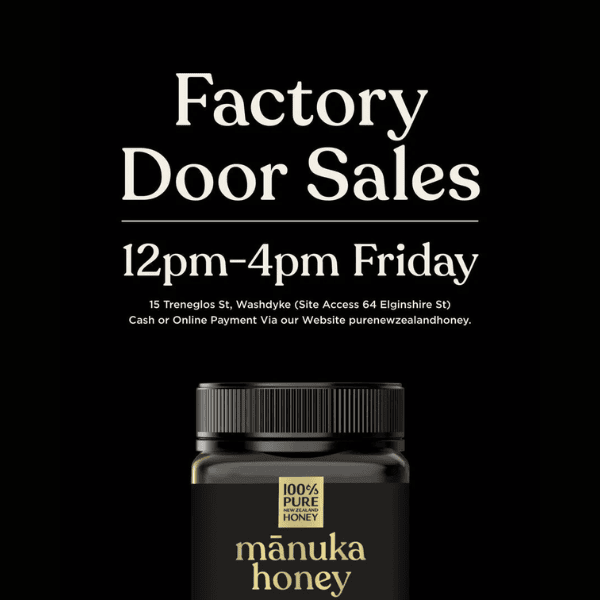 Image for an event listing for Factory door sales of Manuka Honey