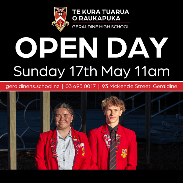 Image event listing for Geraldine Open Day on 17th May 2026 at 11am