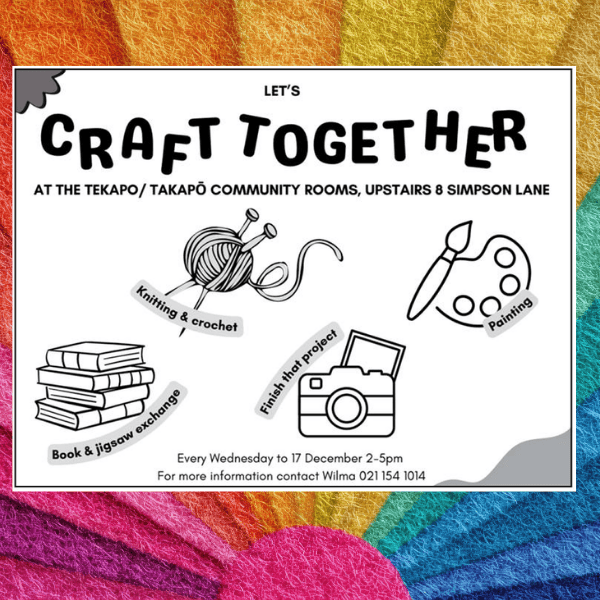 Community Craft Together Event: Craft Together Tekapo - South Canterbury District Website