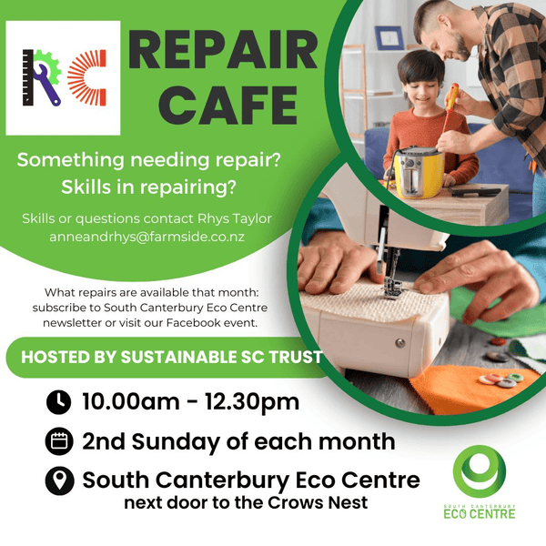 Repair Cafe, Eco Centre, South Canterbury, Each month